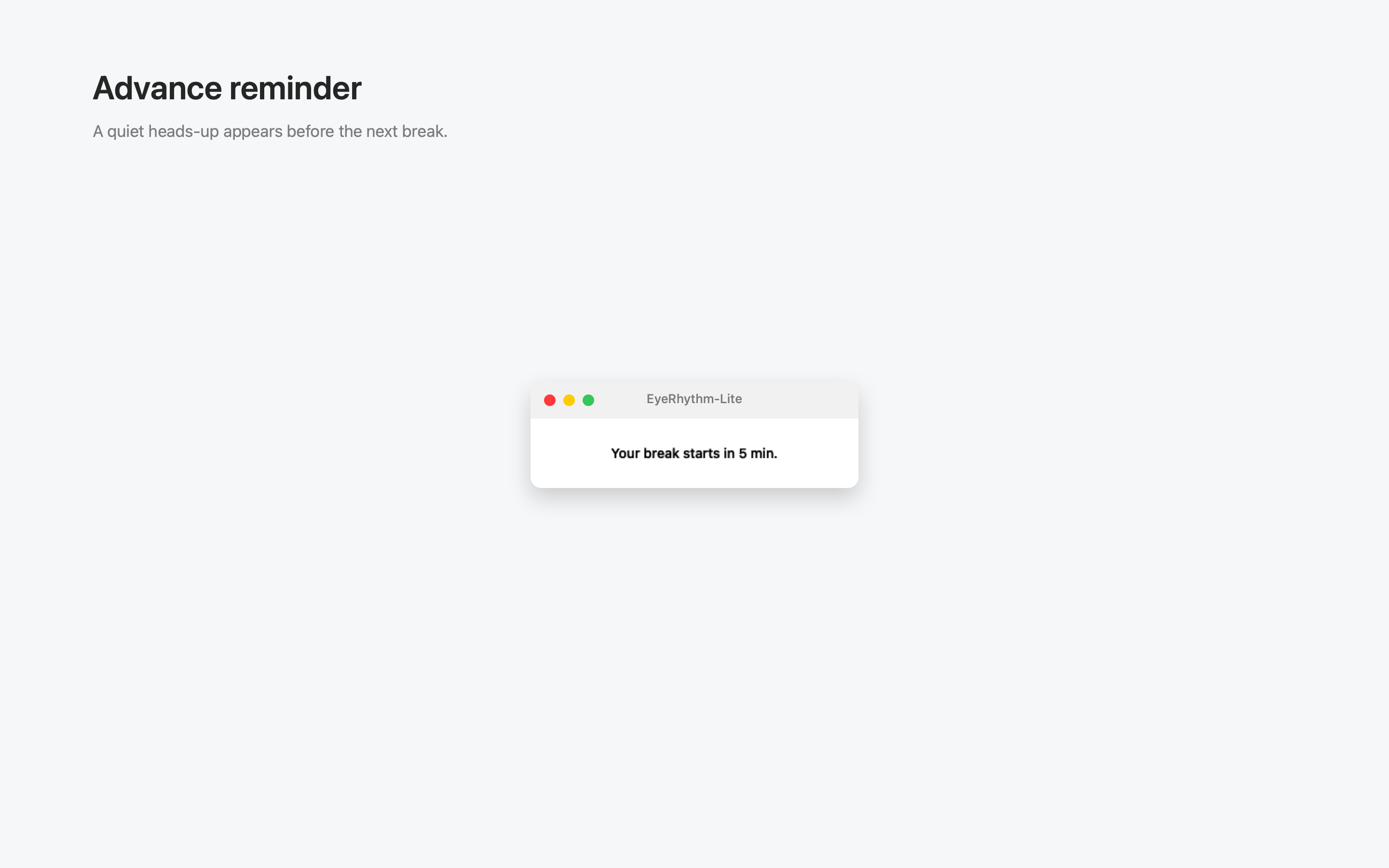 EyeRhythm-Lite advance reminder on macOS